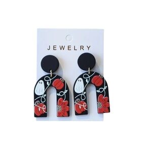 Ghost & Pumpkin U Shaped Dangle Earrings